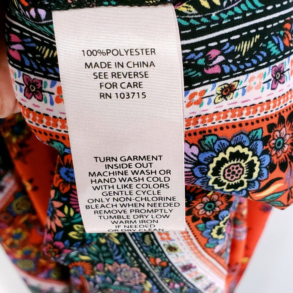 Nanette Lepore Maxi Dress Women's 8 Calypso Red Multi Print Boho Asymmetrical - Picture 7 of 8